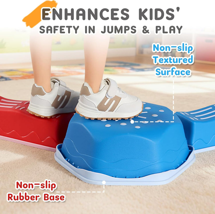 Non-Slip Balance Beam Stepping Stones for Kids 3 Years