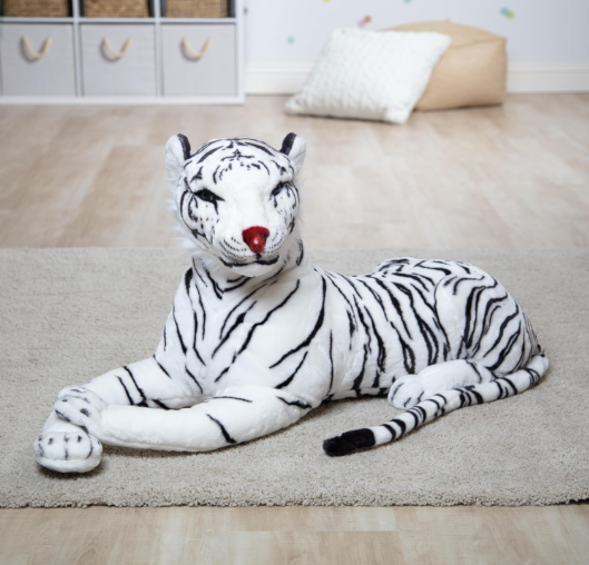 Giant Siberian White Tiger Stuffed Animal Plush Toy